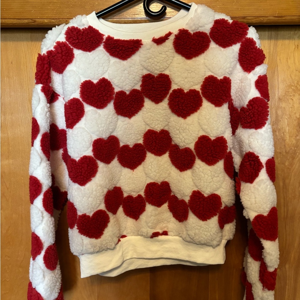 Red and White Heart Pattern Sweater